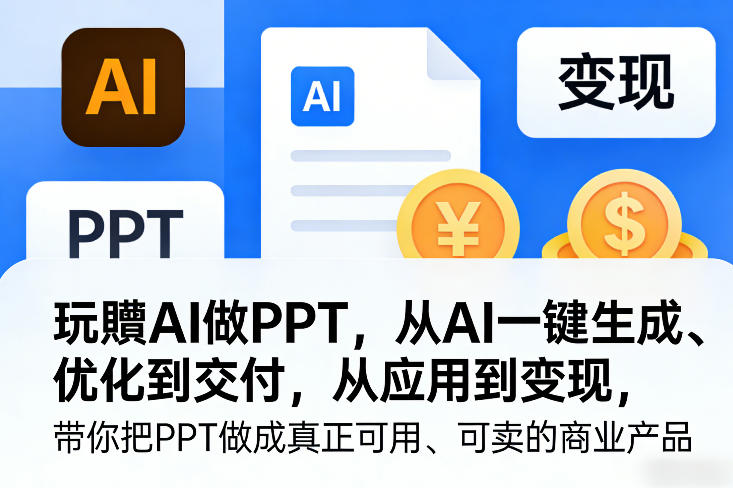 玩賺AI做PPT，从AI一键生成、优化到交付，从应用到变现，带你把PPT做成真正可用、可卖的商业产品-千寻创业网