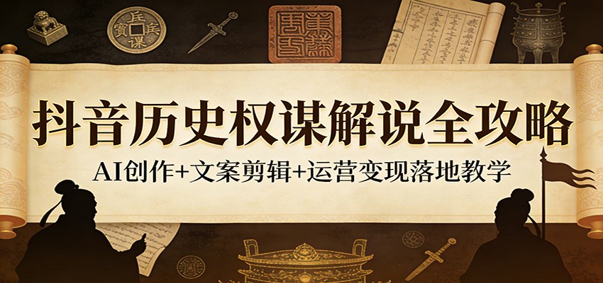 抖音历史权谋解说全攻略：AI创作+文案剪辑+运营变现落地教学-千寻创业网