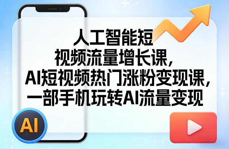 人工智能短视频流量增长课，AI短视频热门涨粉变现课，一部手机玩转AI流量变现-千寻创业网