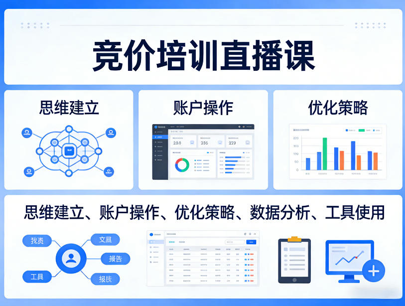 竞价培训直播课，覆盖思维建立、账户操作、优化策略、数据分析、工具使用等，全方位提升效果-千寻创业网