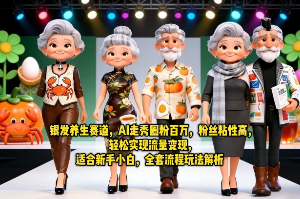 银发养生赛道，AI走秀圈粉百万，粉丝粘性高，轻松实现流量变现，适合新手小白，全套流程玩法解析-千寻创业网