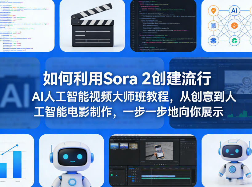 如何利用Sora 2创建流行AI人工智能视频大师班教程，从创意到人工智能电影制作，一步一步地向你展示-千寻创业网