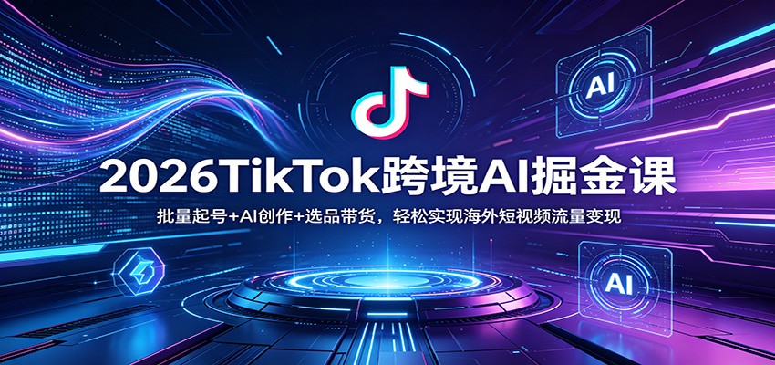 2026TikTok跨境AI掘金课：批量起号+AI创作+选品带货，轻松实现海外短视频流量变现-千寻创业网
