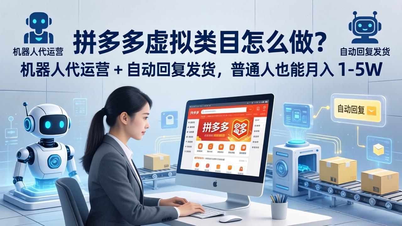 (18111期)拼多多虚拟类目怎么做?机器人代运营 + 自动回复发货,普通人也能月入 1-5W-千寻创业网