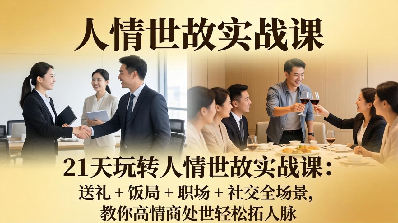 （17968期）21 天玩转人情世故实战课：送礼 + 饭局 + 职场 + 社交全场景，教你高情商处世轻松拓人脉-千寻创业网