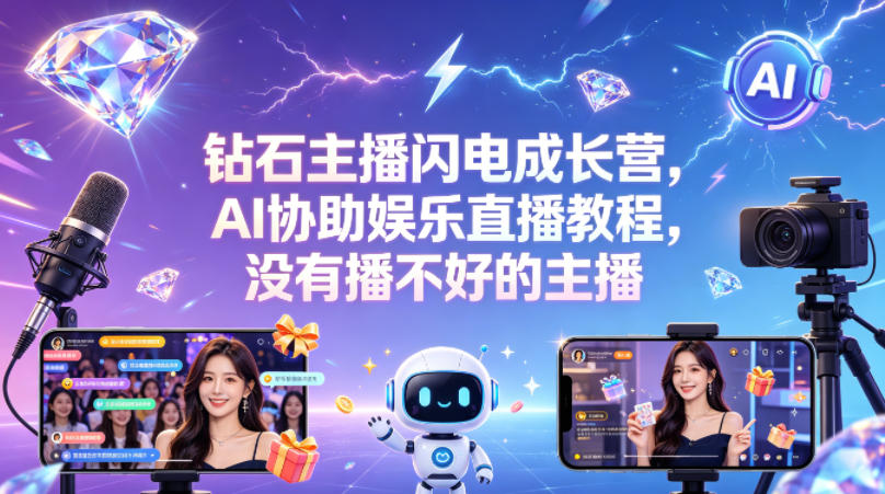 钻石主播闪电成长营，Al协助娱乐直播教程，没有播不好的主播-千寻创业网