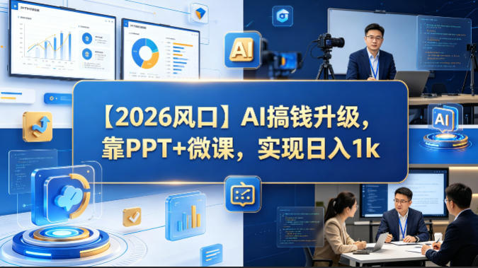 【2026风口】AI搞钱升级，靠PPT+微课，实现日入1k-千寻创业网