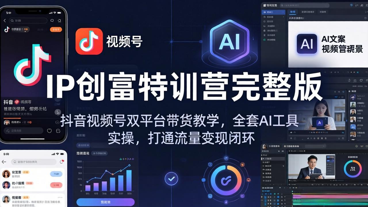 （18114期） IP创富特训营完整版：抖音视频号双平台带货教学，全套AI工具实操，打通流量变现闭环-千寻创业网
