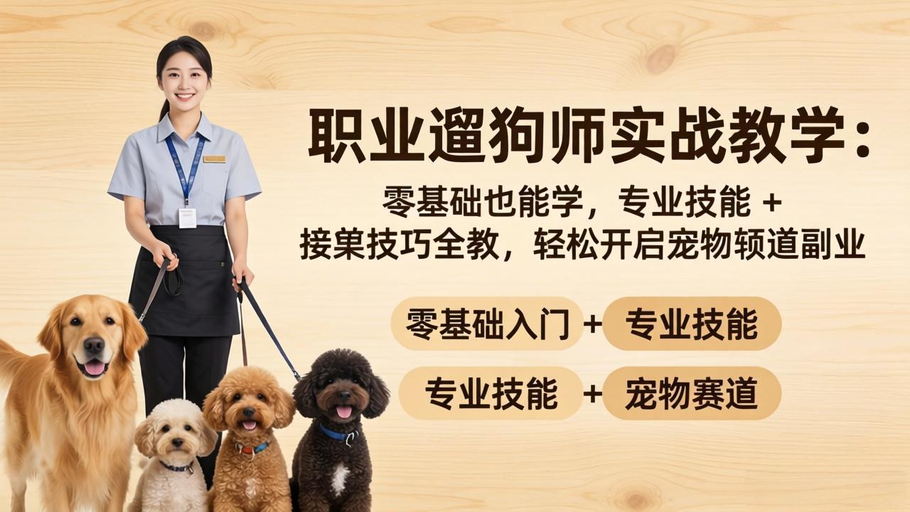（18115期）职业遛狗师实战教学：零基础也能学，专业技能 + 接单技巧全教，轻松开启宠物赛道副业-千寻创业网