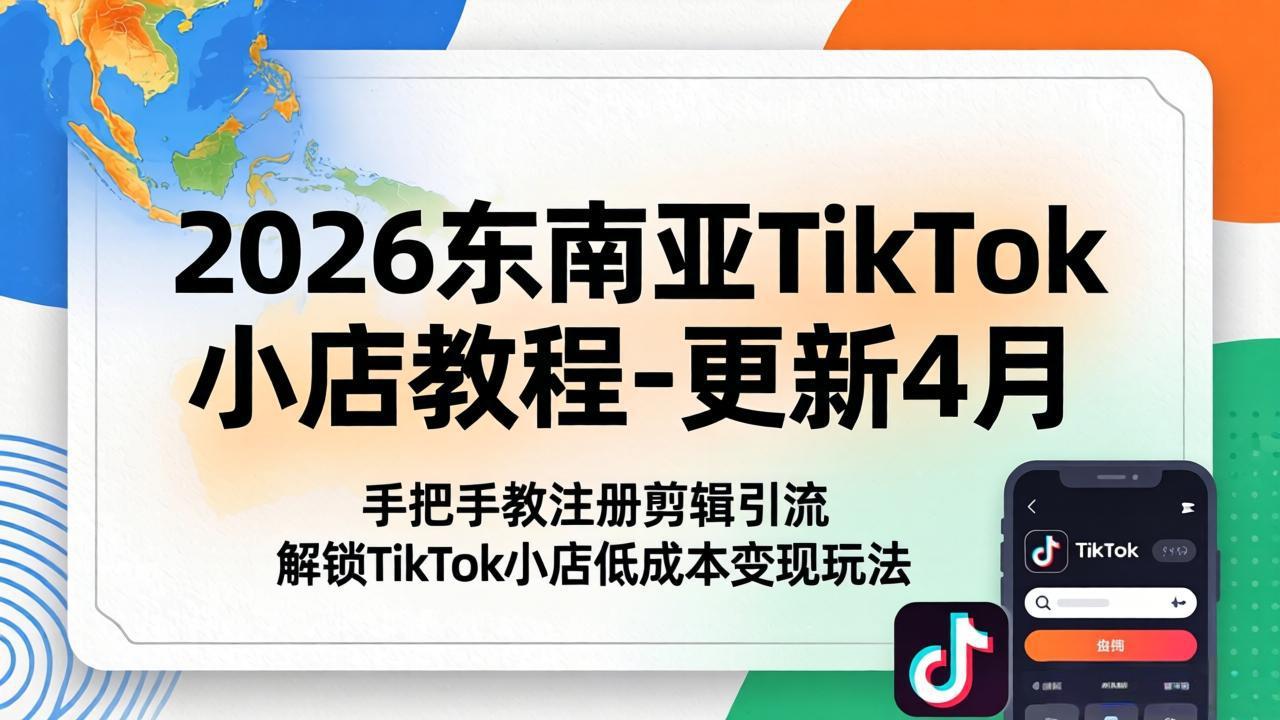 （18180期）2026东南亚TikTok小店教程-更新4月，手把手教注册剪辑引流，解锁TikTok小店低成本变现玩法-千寻创业网