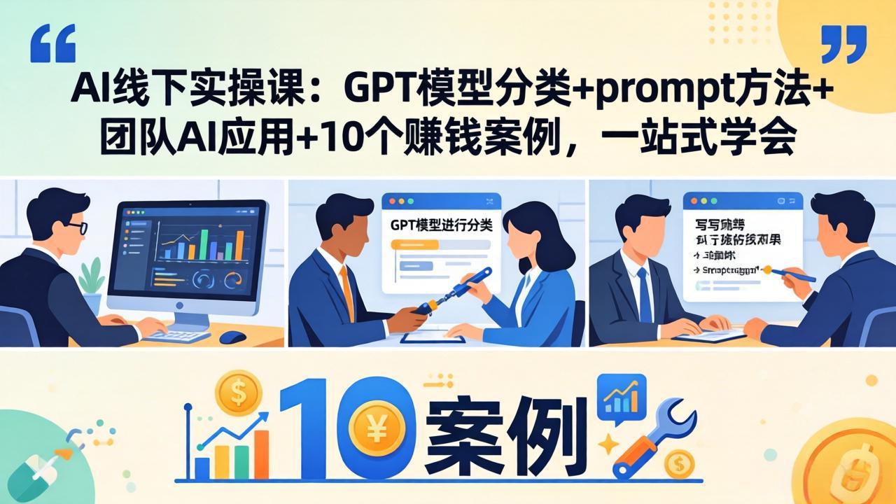 （18017期）AI线下实操课：GPT模型分类+prompt方法+团队AI应用+10个赚钱案例，一站式学会-千寻创业网