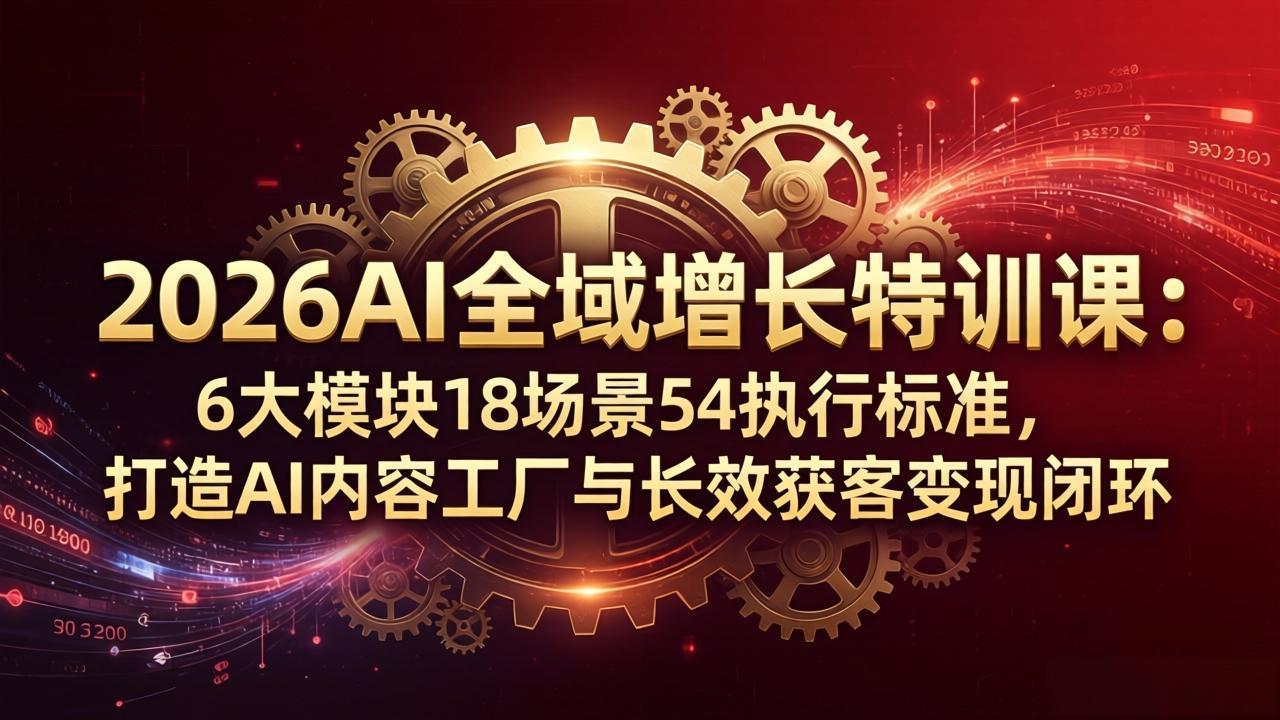（18103期）2026AI全域增长特训课：6大模块18场景54执行标准，打造AI内容工厂与长效获客变现闭环-千寻创业网