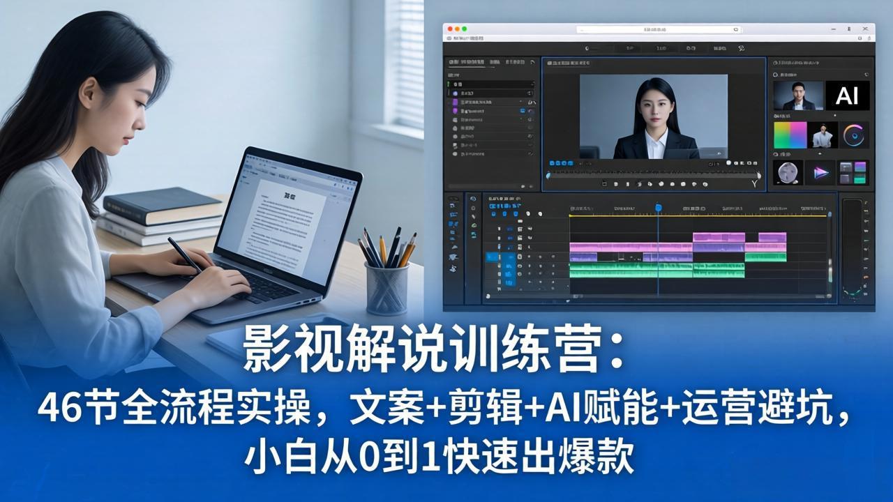 （18053期）影视解说特训营：46节全流程实操，文案+剪辑+AI赋能+运营避坑，小白从0到1快速出爆款-千寻创业网