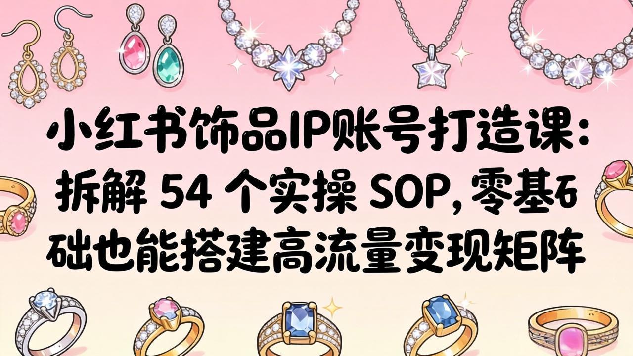 （18101期）小红书饰品IP账号打造课：拆解 54 个实操 SOP，零基础也能搭建高流量变现矩阵-千寻创业网