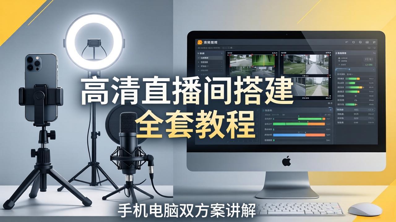 （18104期）高清直播间搭建全套教程，手机电脑双方案讲解，设备选型调试多机位实操教学-千寻创业网
