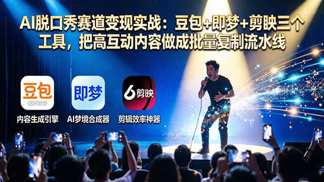 （17990期）AI脱口秀赛道变现实战：豆包+即梦+剪映三个工具，把高互动内容做成批量复制流水线-千寻创业网