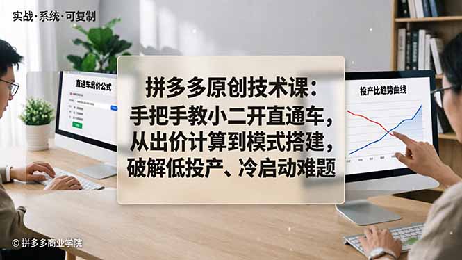 （18159期）拼多多原创技术课：手把手教小二开直通车，从出价计算到模式搭建，破解低投产、冷启动难题-千寻创业网