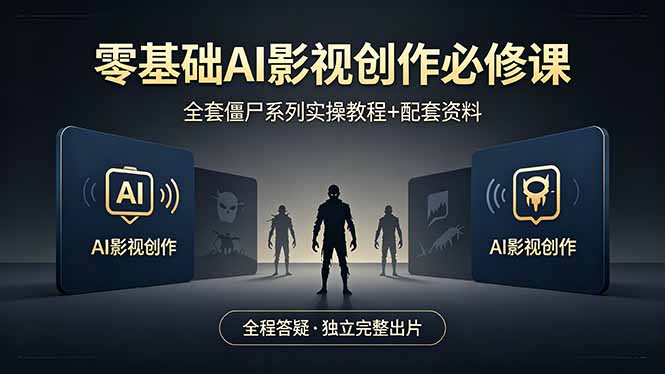 （18185期）零基础AI影视创作必修课，全套僵尸系列实操教程加配套资料，全程答疑带你独立完整出片-千寻创业网