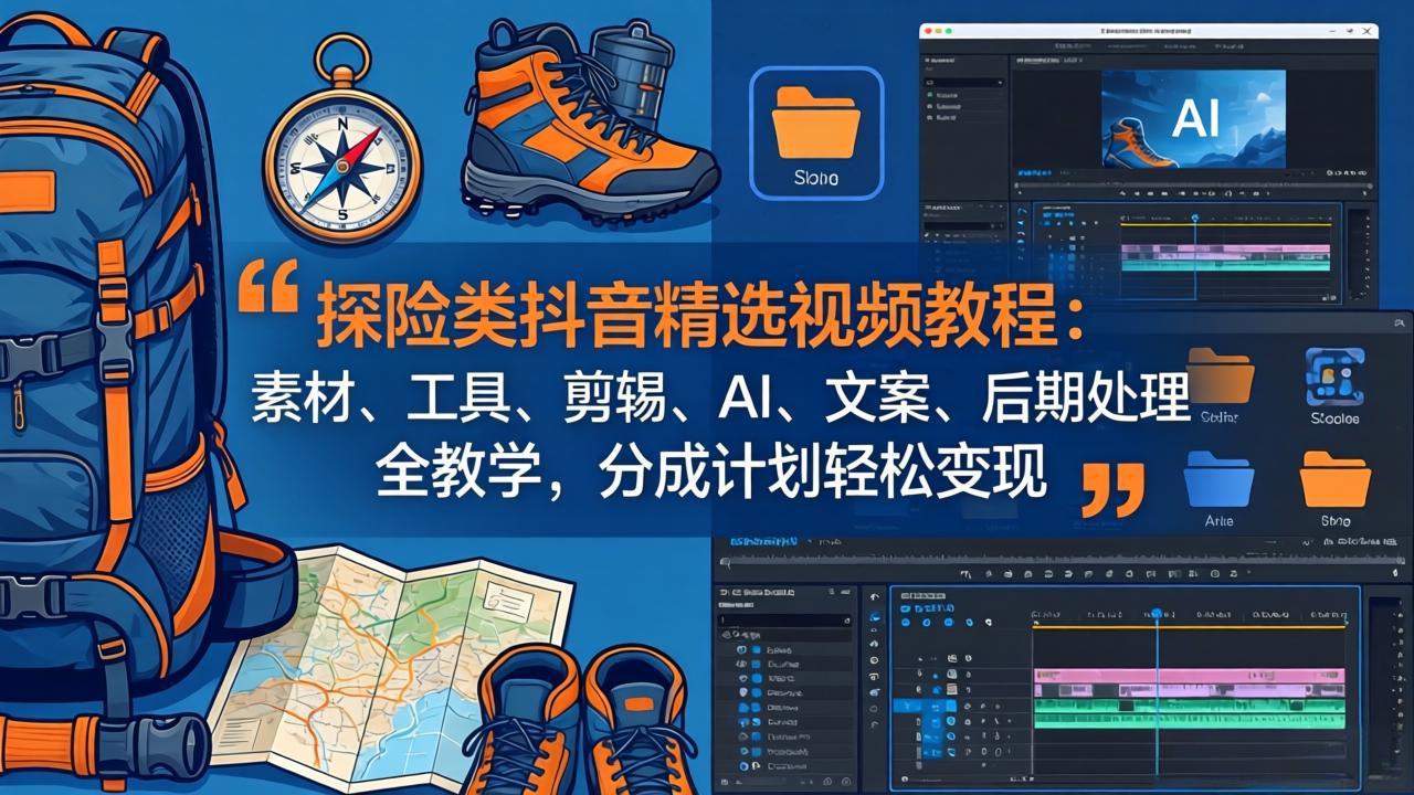 （17994期）探险类抖音精选视频教程：素材、工具、剪辑、AI、文案、后期处理全教学，分成计划轻松变现-千寻创业网