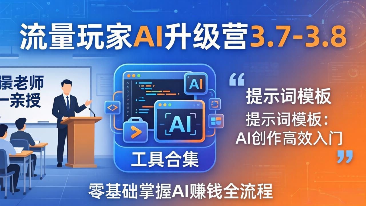 （18022期）流量玩家AI升级营3.7-3.8全套资料：多老师亲授+工具合集+提示词模板，零基础掌握AI赚钱全流程-千寻创业网