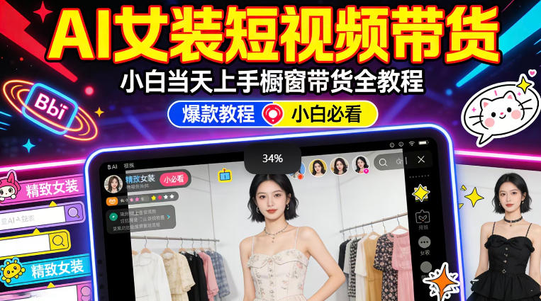 AI女装短视频橱窗带货：小白零门槛当天上手，高佣金爆款轻松賺！-千寻创业网