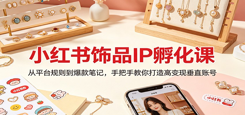 小红书饰品IP孵化课：从平台规则到爆款笔记，手把手教你打造高变现垂直账号-千寻创业网
