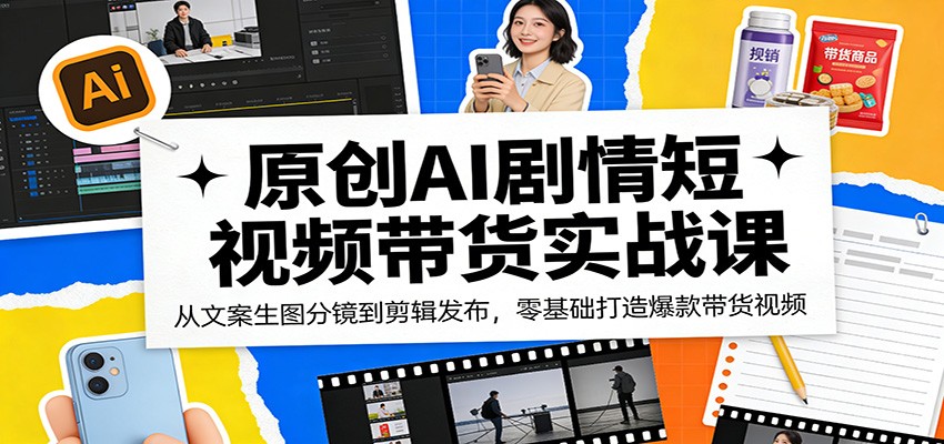 原创AI剧情短视频带货实战课：从文案生图分镜到剪辑发布，零基础打造爆款带货视频-千寻创业网
