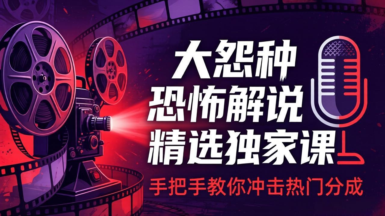 （17920期）大怨种恐怖解说精选独家课：电影下载+文案配音+片头封面，手把手教你冲击热门分成-千寻创业网