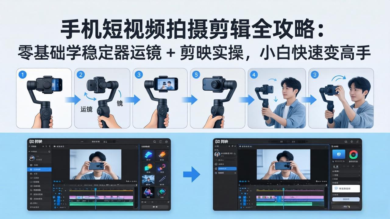 （18003期）手机短视频拍摄剪辑全攻略：零基础学稳定器运镜 + 剪映实操，小白快速变高手-千寻创业网