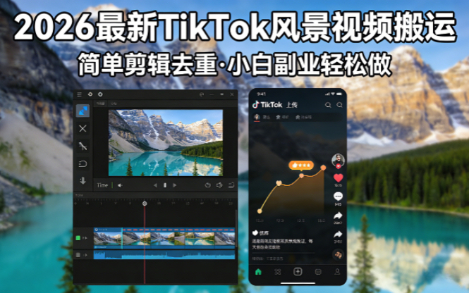 （18001期）2026最新TikTok风景视频搬运简单剪辑去重小白副业月入 8000-千寻创业网