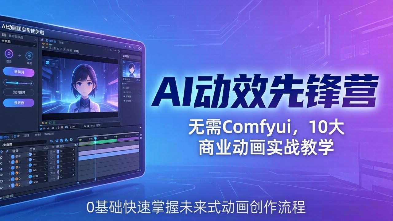 （18077期）AI 动效先锋营：无需Comfyui，10大商业动画实战教学，0基础快速掌握未来式动画创作流程-千寻创业网