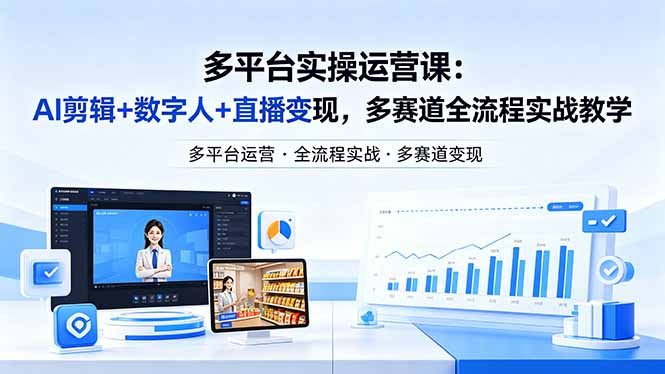 （18131期）某团队多平台实操运营课-更新26年4月20：AI剪辑+数字人+直播变现，多赛道全流程实战教学-千寻创业网