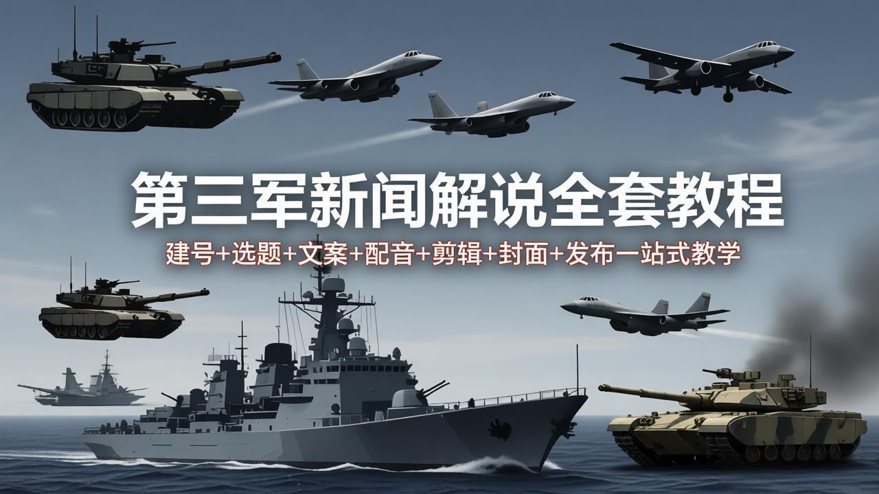 （18081期）第三军迷新闻解说全套教程：建号+选题+文案+配音+剪辑+封面+发布一站式教学-千寻创业网