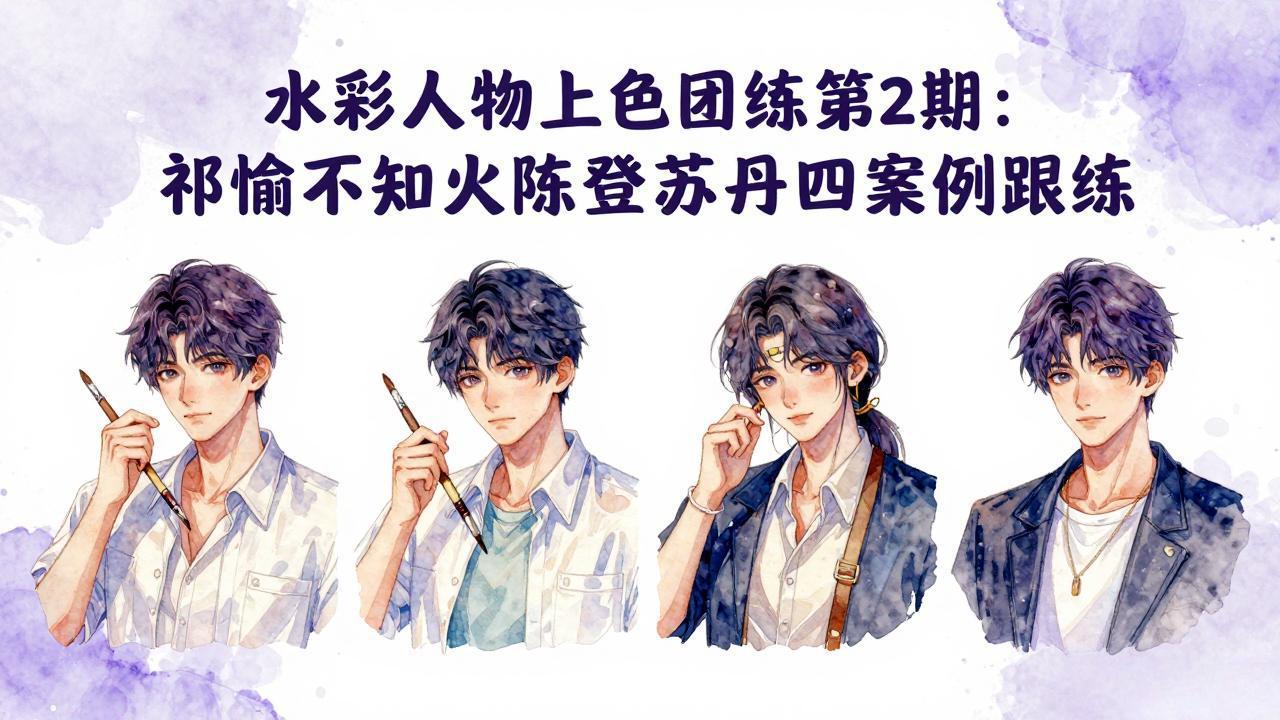 （17954期）水彩人物上色团练第2期：祁煜不知火陈登苏丹四案例跟练，手把手提升绘画能力-千寻创业网