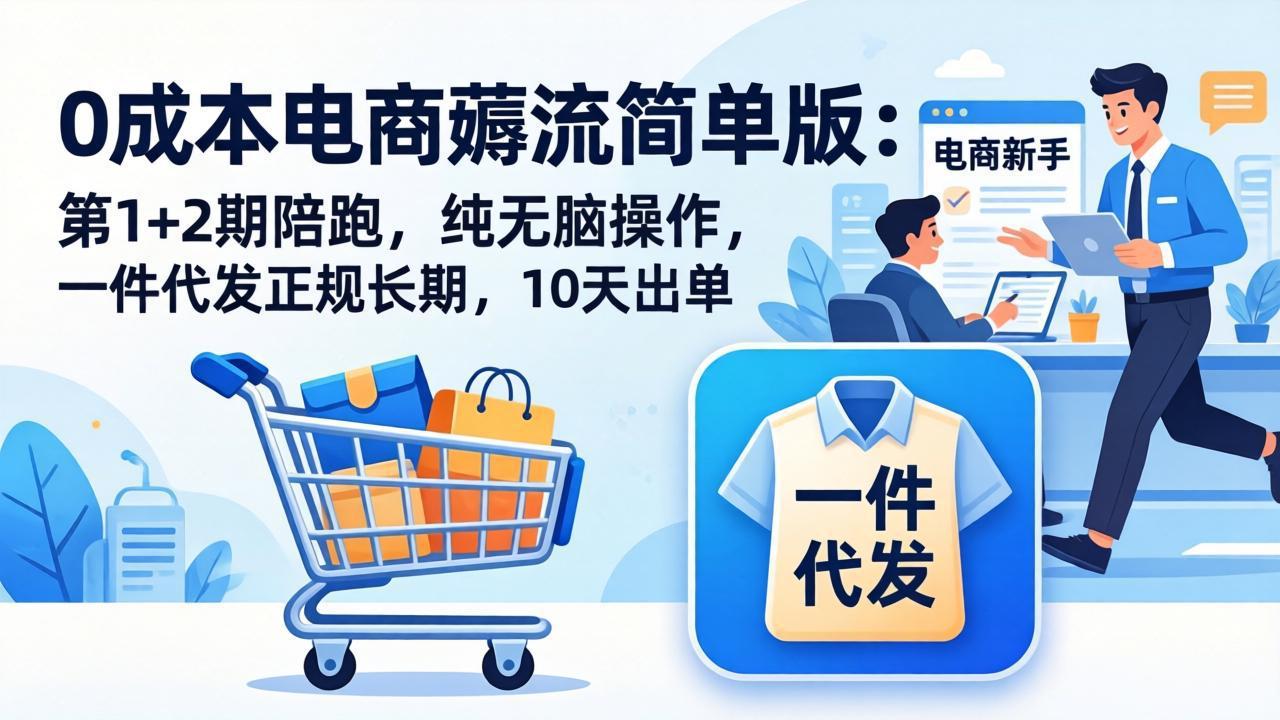 （17880期）0成本电商薅流简单版：第1+2期陪跑，纯无脑操作，一件代发正规长期，10天出单-千寻创业网