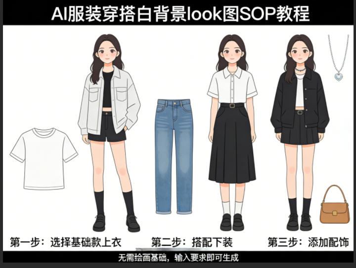 AI服装穿搭白背景look图SOP教程，不用会画画，提几句具体要求，AI就能还你一个奇迹-千寻创业网
