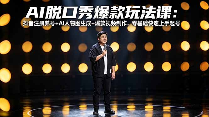 （18012期）AI脱口秀爆款玩法课：抖音注册养号+AI人物图生成+爆款视频制作，零基础快速上手起号-千寻创业网
