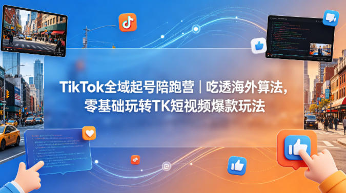 TikTok全域起号陪跑营｜吃透海外算法，零基础玩转TK短视频爆款玩法-千寻创业网