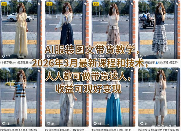 AI服装图文带货教学，2026年3月最新课程和技术，人人都可做带货达人，收益可观好变现-千寻创业网