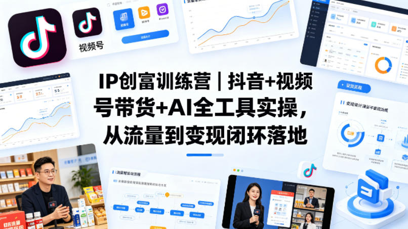 IP创富训练营｜抖音+视频号带货+AI全工具实操，从流量到变现闭环落地-千寻创业网