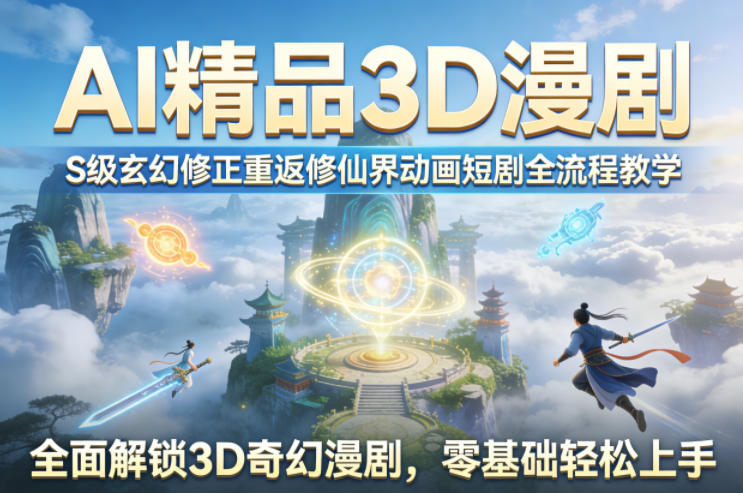 AI精品3D漫剧S级玄幻修正重返修仙界动画短剧全流程教学，全面解锁3D奇幻漫剧，零基础轻松上手-千寻创业网