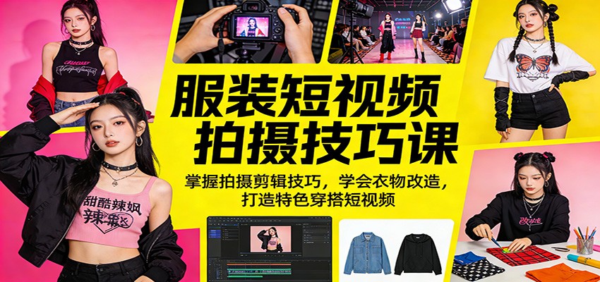 服装短视频拍摄技巧课：掌握拍摄剪辑技巧，学会衣物改造，打造特色穿搭短视频-千寻创业网