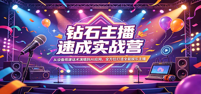 钻石主播速成实战营：从设备搭建话术演唱到AI应用，全方位打造全能娱乐主播-千寻创业网