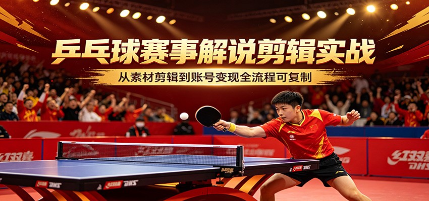 乒乓球赛事解说剪辑实战，从素材剪辑到账号变现全流程可复制-千寻创业网