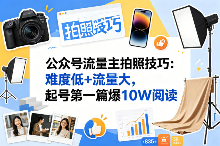 公众号流量主之拍照技巧赛道，难度低+流量大，起号第一篇就爆了10w阅读-千寻创业网