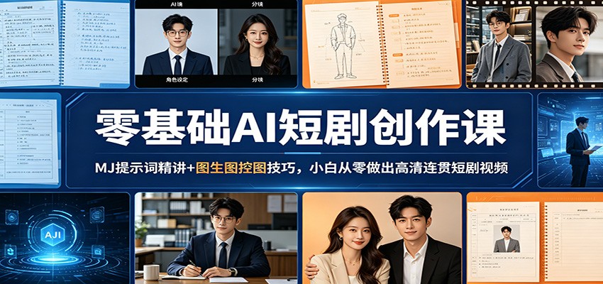 零基础AI短剧创作课：MJ提示词精讲+图生图控图技巧，小白从零做出高清连贯短剧视频-千寻创业网