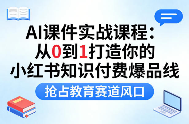 AI课件实战课程，从0到1打造你的小红书知识付费爆品线，抢占教育赛道风口-千寻创业网