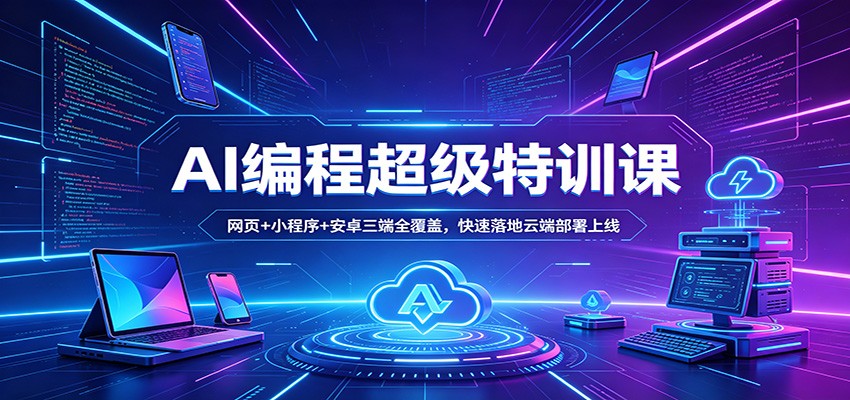 AI编程超级特训课：网页+小程序+安卓三端全覆盖，快速落地云端部署上线-千寻创业网