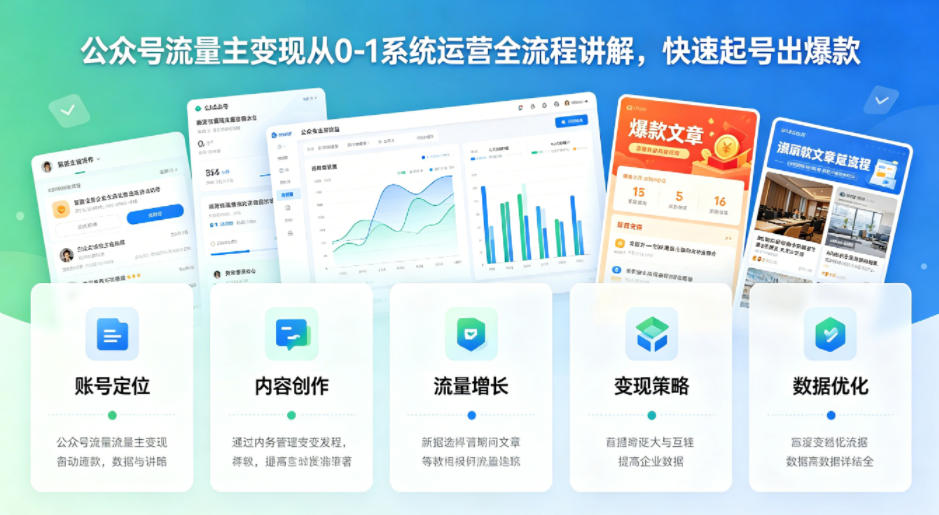 公众号流量主变现从0-1系统运营全流程讲解，快速起号出爆款-千寻创业网