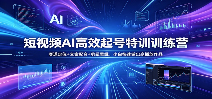 短视频AI高效起号特训训练营：赛道定位+文案配音+剪辑思维，小白快速做出高播放作品-千寻创业网